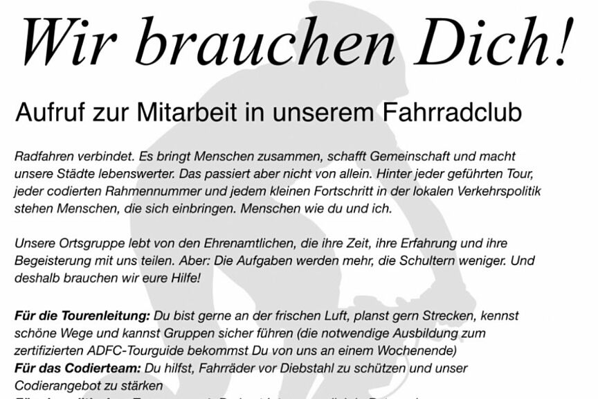 Aufruf zur Mitarbeit Aufruf zur Mitarbeit