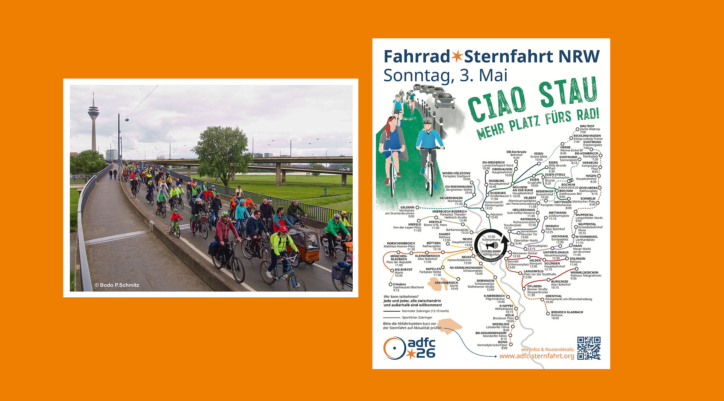 Teilnehmende in Sichtweite des Fernsehturms Düsseldorf