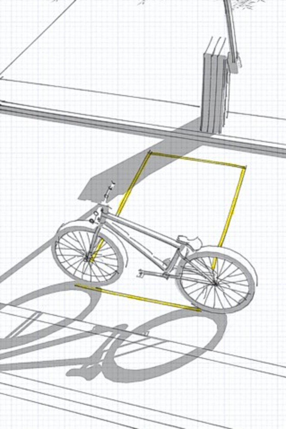 Induktionsschleife im Asphalt Fahrradaufstellung entlang der Seitenlinie einer Induktionsschleife im Asphalt