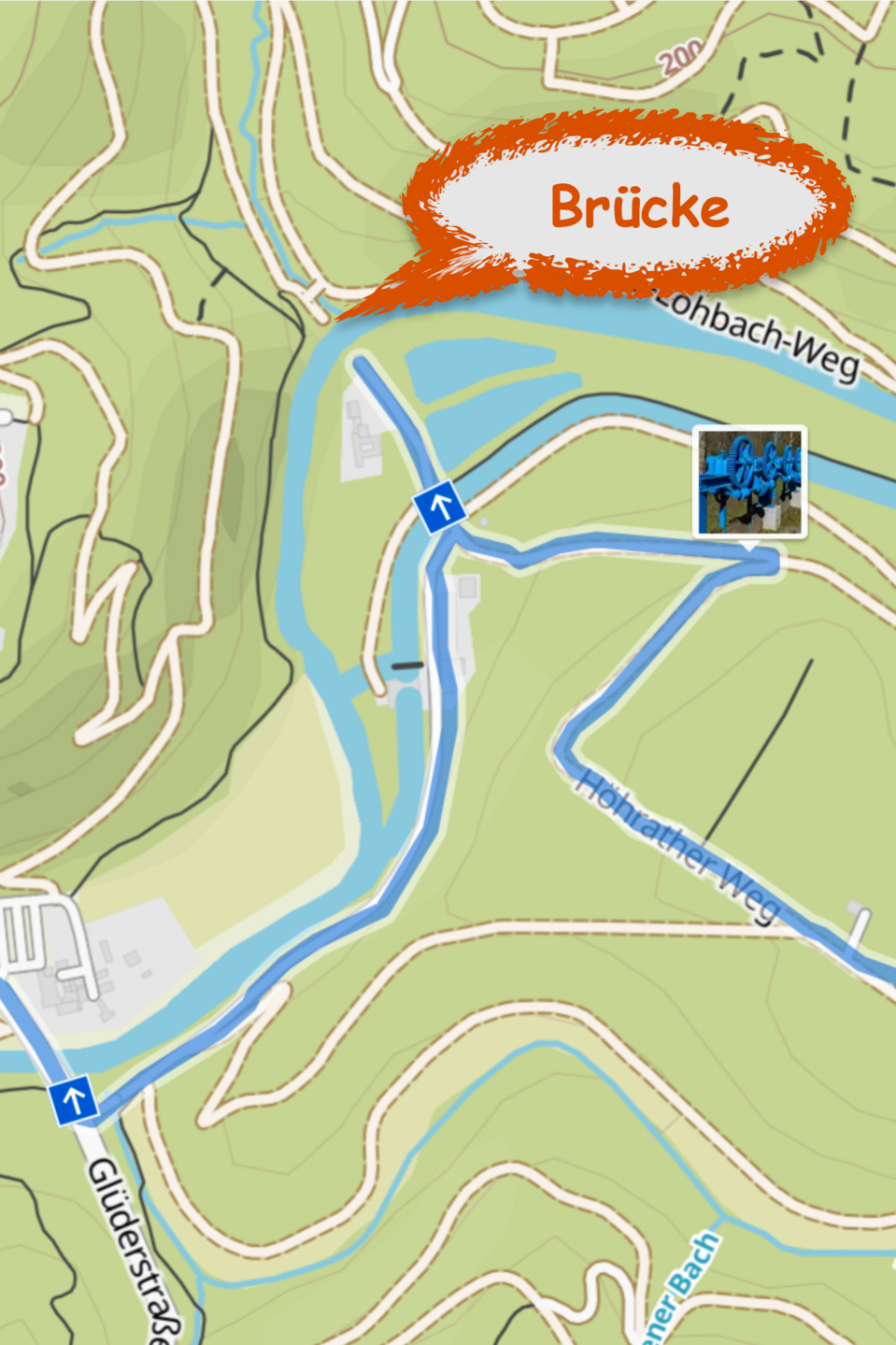 Karte mit Wupperbrücke Karte mit Wupperbrücke