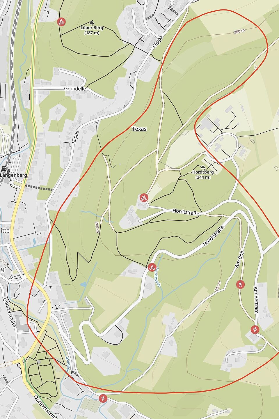 Karte zur groben Lage des angedachten MTB-Trail-Parks am Hordtberg Karte zur groben Lage des angedachten MTB-Trail-Parks am Hordtberg