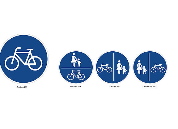 blaue Schilder im Strassenverkehr